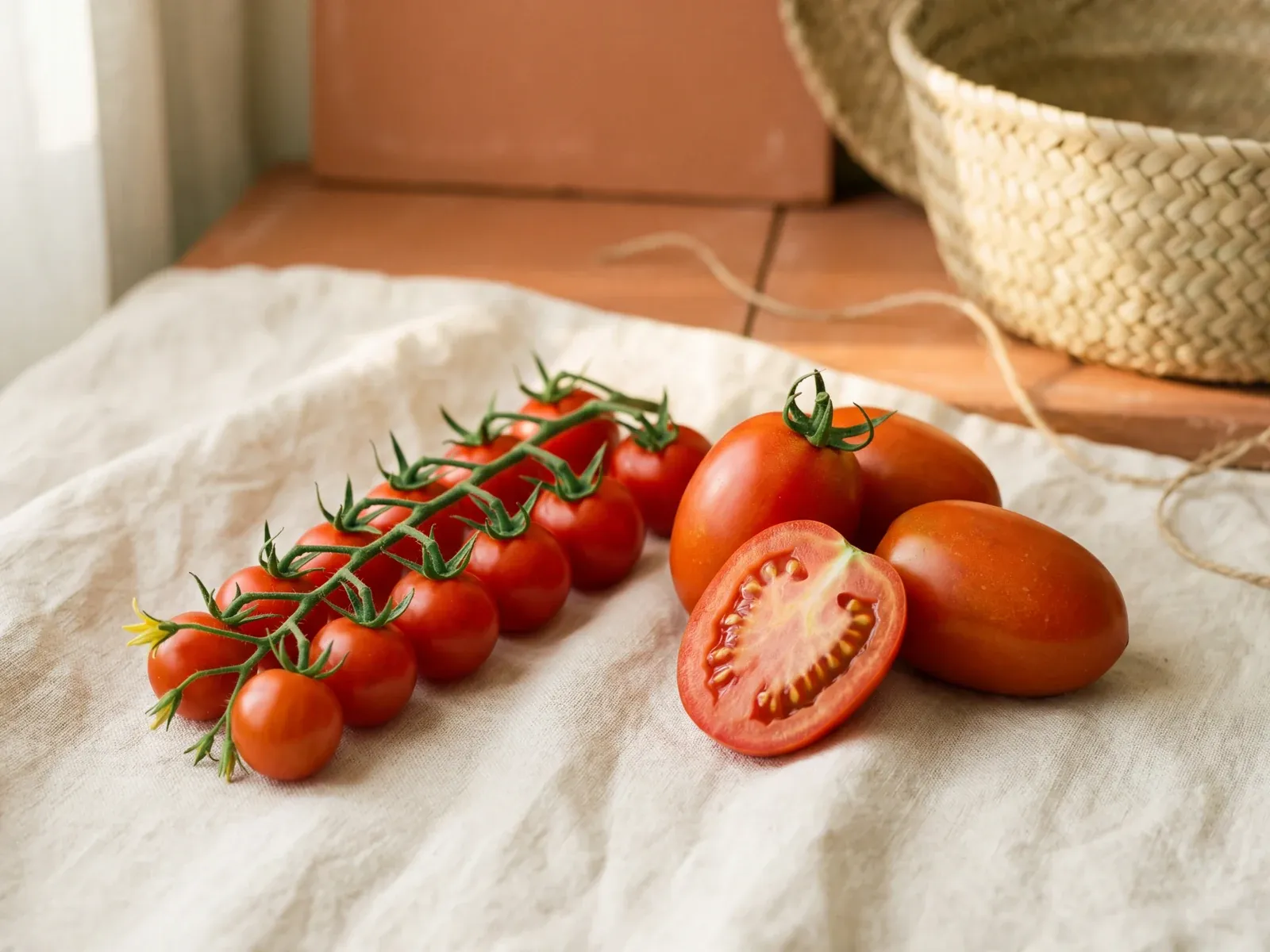 Egyptian Roma tomatoes, vine-ripened